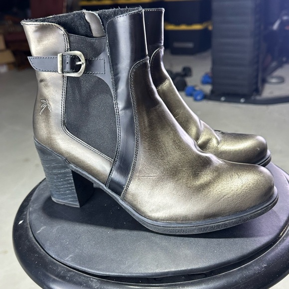 Dromedaris Promod Metallic Black Ankle Boots with Buckle Detail Size 8.5 (39) - Picture 1 of 9